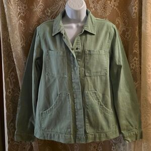 Universal Thread Women's Size XS Green Denim Snap Jacket‎ Pockets
